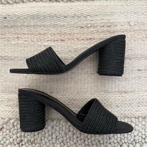 RAYE Black Textured Heeled Sandals